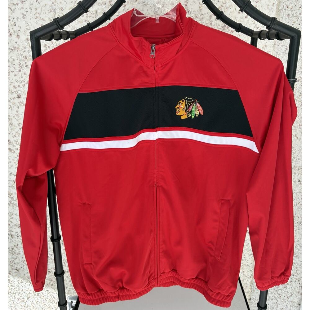 Chicago Blackhawks Jacket Mens Large Full Zip Red NHL GIII Carl Banks Hockey EUC